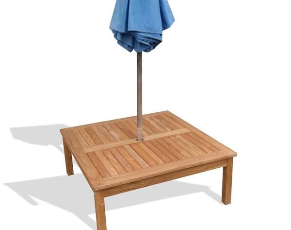 Cape Cod 40" Square x 16"H Teak Coffee Table w Umbrella Hole
