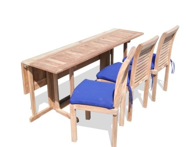 Rectangular Teak Drop Leaf Table & Chairs