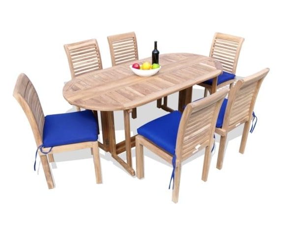 Oval Drop Leaf Teak Table & Chairs