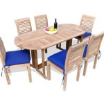 Barcelona 72" x 35" (6 Foot ) Oval Drop Leaf Folding Table W/6 Casa Blanca Stacking Armless Chairs