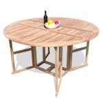 The 72" Bimini Round Drop Leaf Folding Teak Counter Table