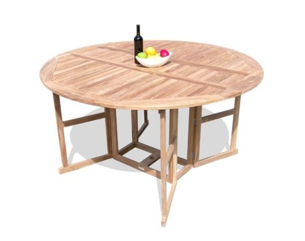 The 72" Bimini Round Drop Leaf Folding Teak Counter Table