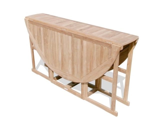 Round Drop Leaf Teak Table