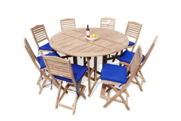 Round Drop Leaf Teak Table & Chairs
