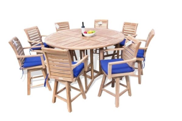 Round Drop Leaf Teak Table & Chairs