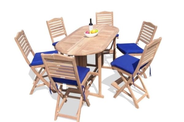 Oval Drop Leaf Teak Table & Chairs