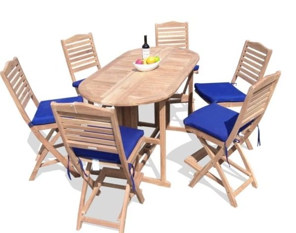 Oval Drop Leaf Teak Table & Chairs
