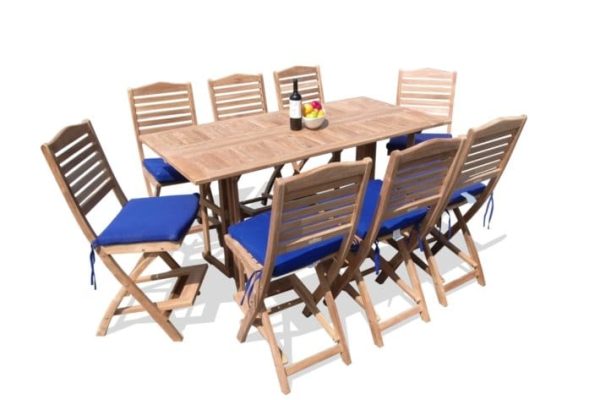 Bimini 72" x 35" Counter (6 Foot ) Rectangular Drop Leaf Folding Table W/8 St. Barts Folding Armless Chairs