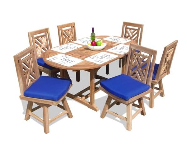 Grade A Teak Casa Blanca Swivel Armless Chairs/ 2 Pack. Assembled. (Cushions Not Incl)