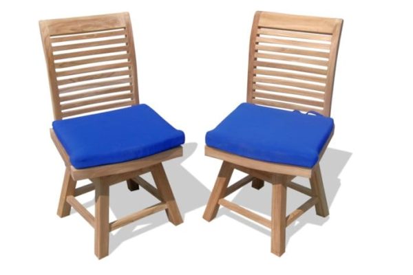 Grade A Teak Casa Blanca Swivel Armless Chairs/ 2 Pack. Assembled. (Cushions Not Incl)