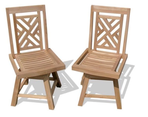 Grade A Teak Casa Blanca Swivel Armless Chairs/ 2 Pack. Assembled. (Cushions Not Incl)