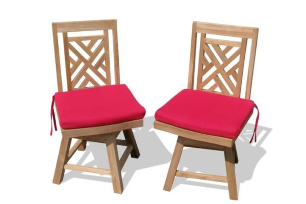 Grade A Teak Casa Blanca Swivel Armless Chairs/ 2 Pack. Assembled. (Cushions Not Incl)