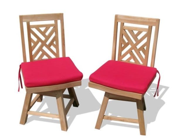 Grade A Teak Casa Blanca Swivel Armless Chairs/ 2 Pack. Assembled. (Cushions Not Incl)