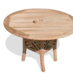 Grade A Teak Dining Chippendale 44" Round Pedestal Table (Exclusive) W/4 Chippendale Armless Stacking Chairs