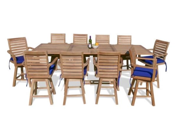 Grade A Teak 108" x 39" Rectangular Counter Extension Table. Seats 10-12 Double Leaf Makes 3 Different Size Tables Bimini