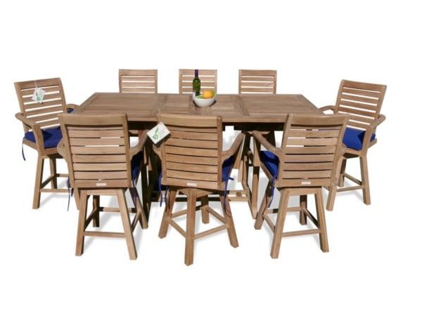 Grade A Teak 82" x 39" Rectangular Counter Extension Table Seats 8 Double Leaf Makes 3 Different Size Tables Bimini