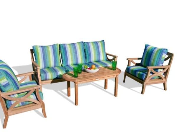 Grade A Teak Hampton Deep Seating 4 Pc Sofa Set w Sunbrella Cushions/40 Colors