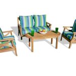 Grade A Teak Hampton Deep Seating 4 Pc Loveseat Set with Sunbrella Cushions - 40 Colors