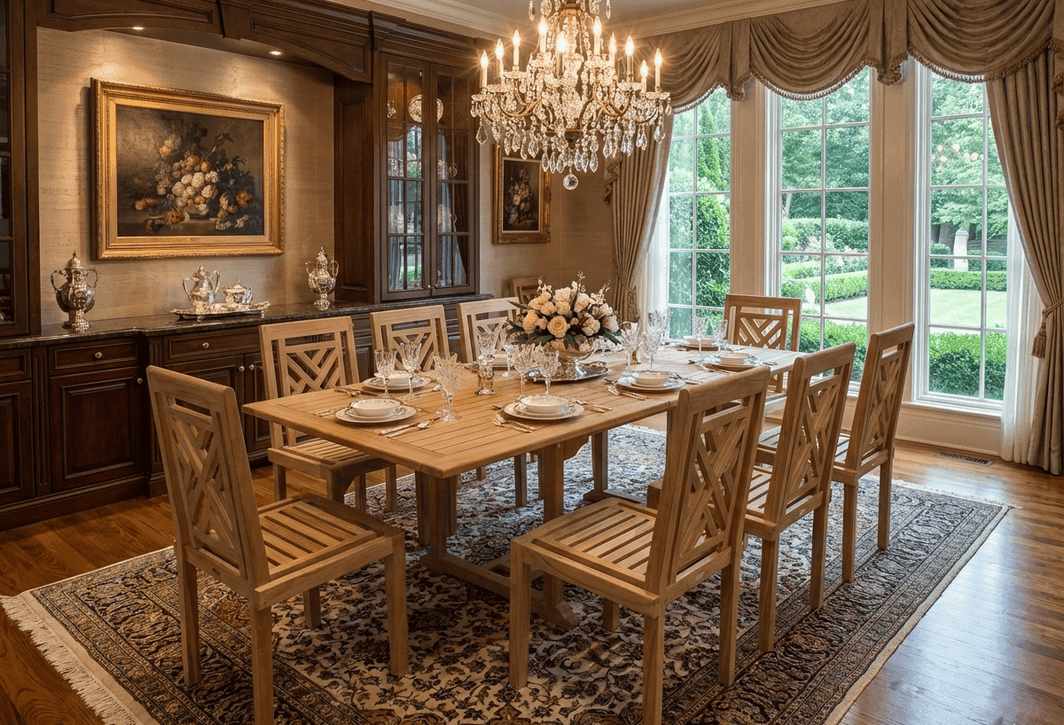 windsor teak home dining table and chairs